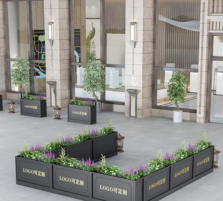 户外花箱组合铁艺花槽广场花池店面街道售楼部花草种植箱花坛