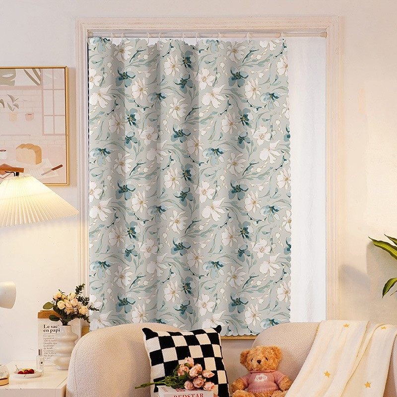 外贸挂环式in风遮光窗帘 卡通网红出租房屋隔热挡光一件包邮