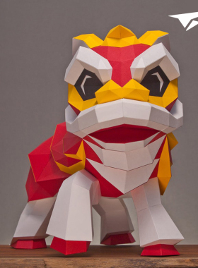 卡纸装饰国风舞狮桌面摆件国潮