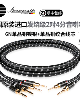 JIB德国蟒蛇原装进口高端发烧级HIFI2对4分音喇叭线6N单晶铜镀银加单晶铜线芯胆机功放接音箱一对装BEB2024