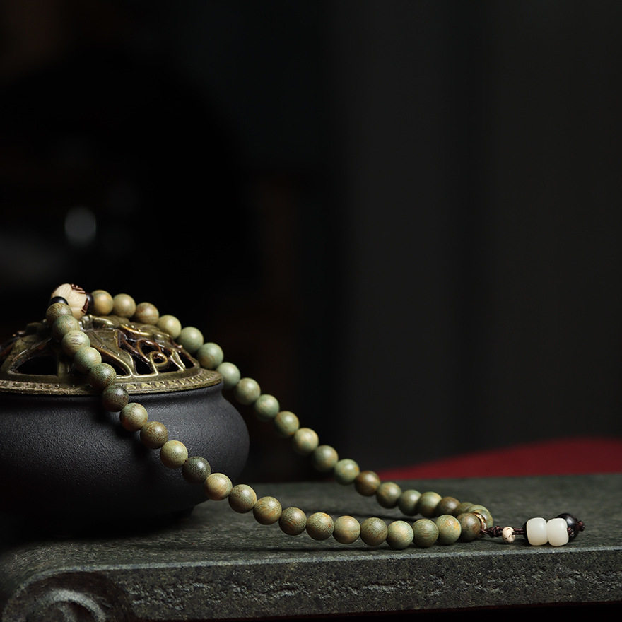 阿根廷老料圆珠08mm绿檀木佛珠长串双圈手串女款文玩礼品念珠手链