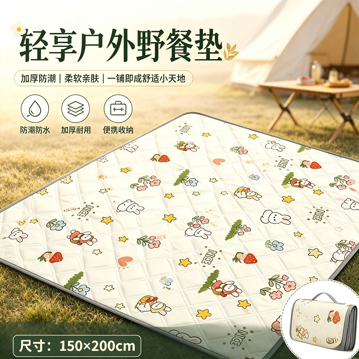 防水防潮加厚便携折叠户外野餐垫