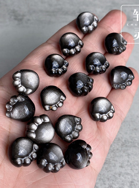 雏灵黑曜石卡通7A银光天然立体银