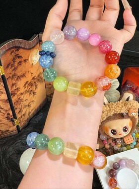 天然薰衣草手串女款蓝晶石青提奶