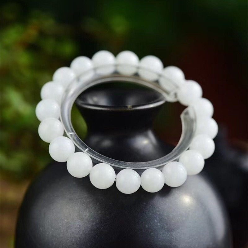 单圈手链手串天然和田白玉手链女款简约清新大方百搭礼物