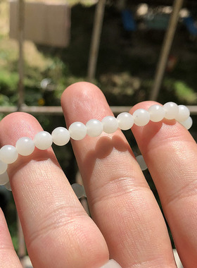毕业级天然和田玉圆珠手串女款6m