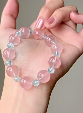 星光粉晶马粉手串女招桃花串珠通