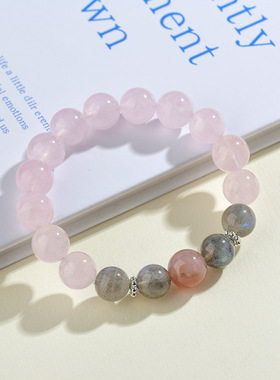 天然水晶星光粉水晶灰月光石手链