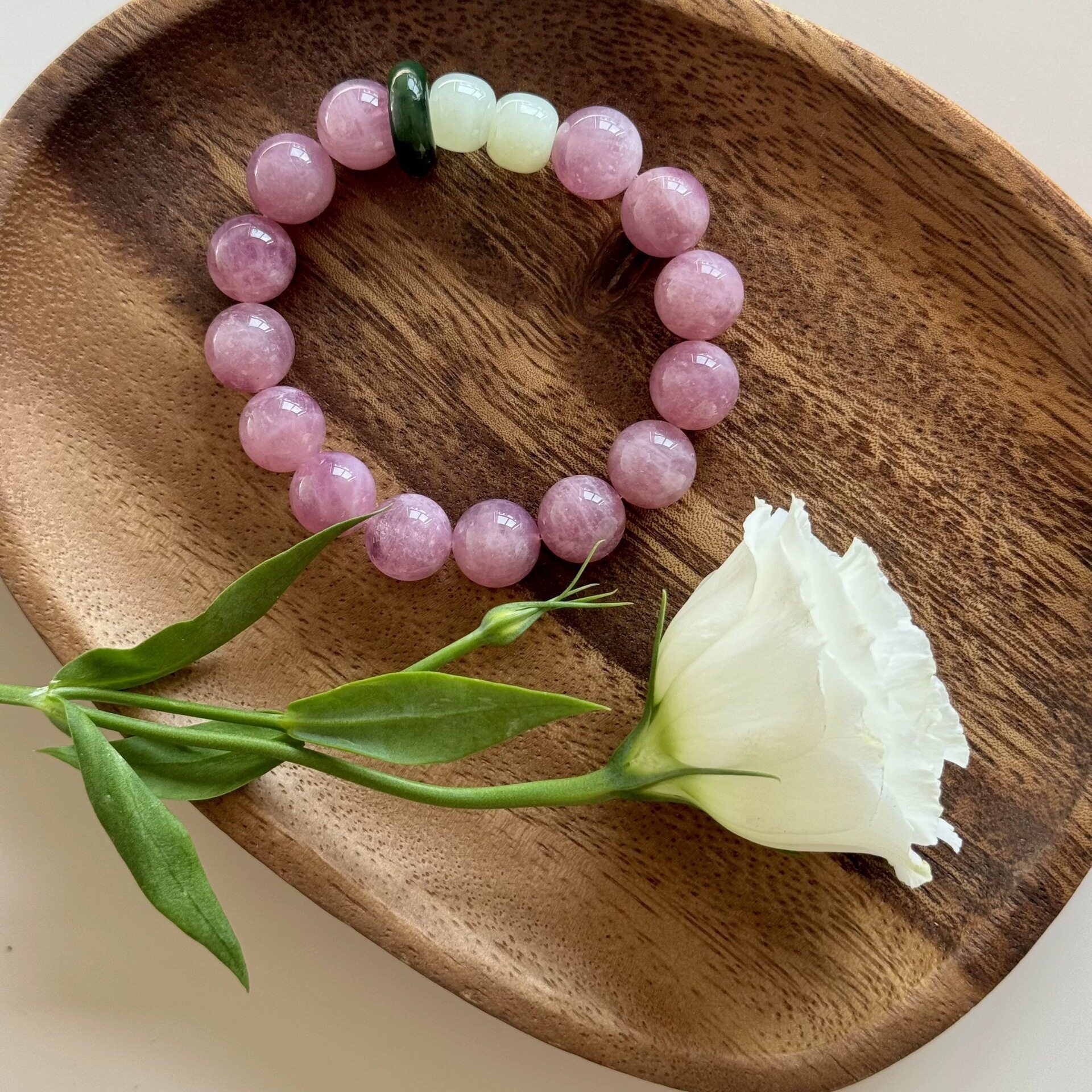 天然紫马粉水晶手链女芙蓉石手串新中式单圈粉水晶招桃花手链饰品