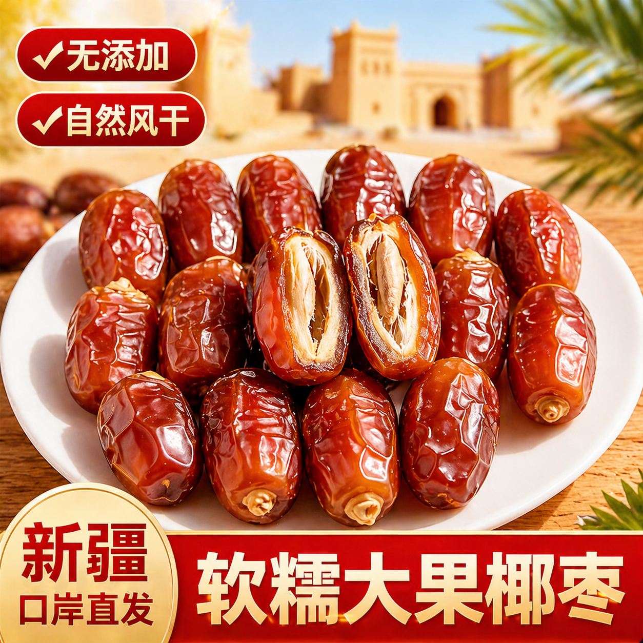 阿联酋进口黑椰枣500g大果软糯迪拜风味椰枣干果孕妇休闲零食