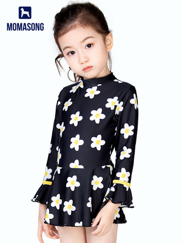 momasong长袖可爱女孩小公主泳衣