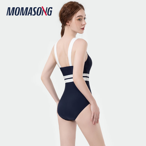 Momasong双肩带女连体简约泳衣