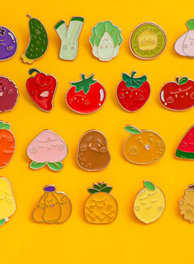 水果胸针橙子香梨苹果合金徽章配饰胸花夏防走光别针衣服包包装饰