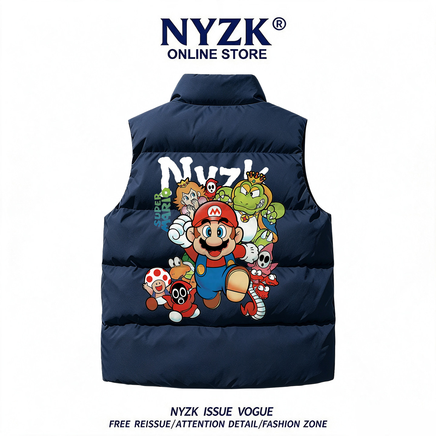 NYZK马甲男童马里奥联名冬季厚款羽绒棉外搭中大童秋冬儿童马夹潮