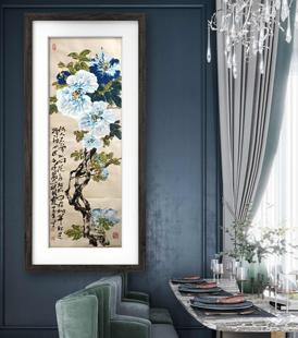 挂画玄关 修风格 真迹手绘国画牡丹花宣纸画芯68 136厘米适合各种装