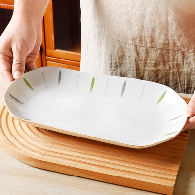 釉下彩蒸鱼专用盘子陶瓷餐具2026新款鱼盘家用菜盘大号鱼碟咏柳