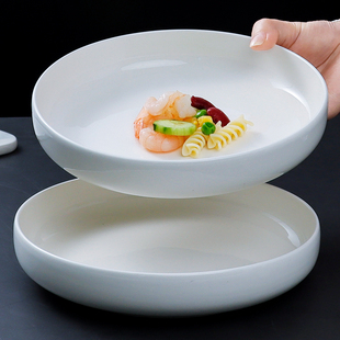 纯白陶瓷窝盘深口盘子菜盘家用餐具餐盘碟子蒸鸡蛋羹白色深盘新款