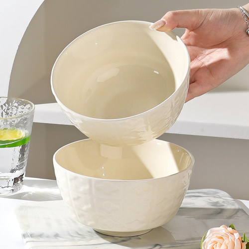 奶油风陶瓷面碗家用2025新款高颜值吃饭碗吃泡面碗6英寸大碗汤碗