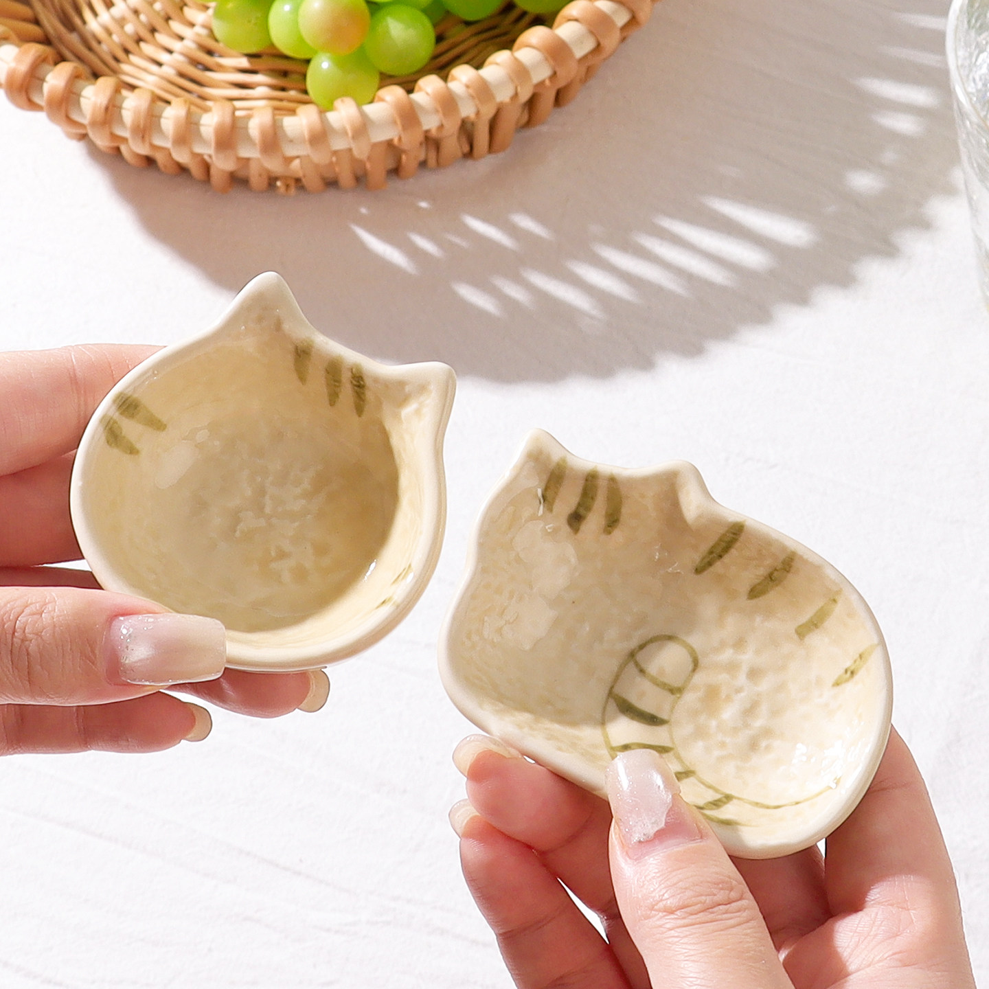 陶瓷调料小碟子釉下彩可爱小猫高颜值味碟家用蘸料碟醋碟调料碟