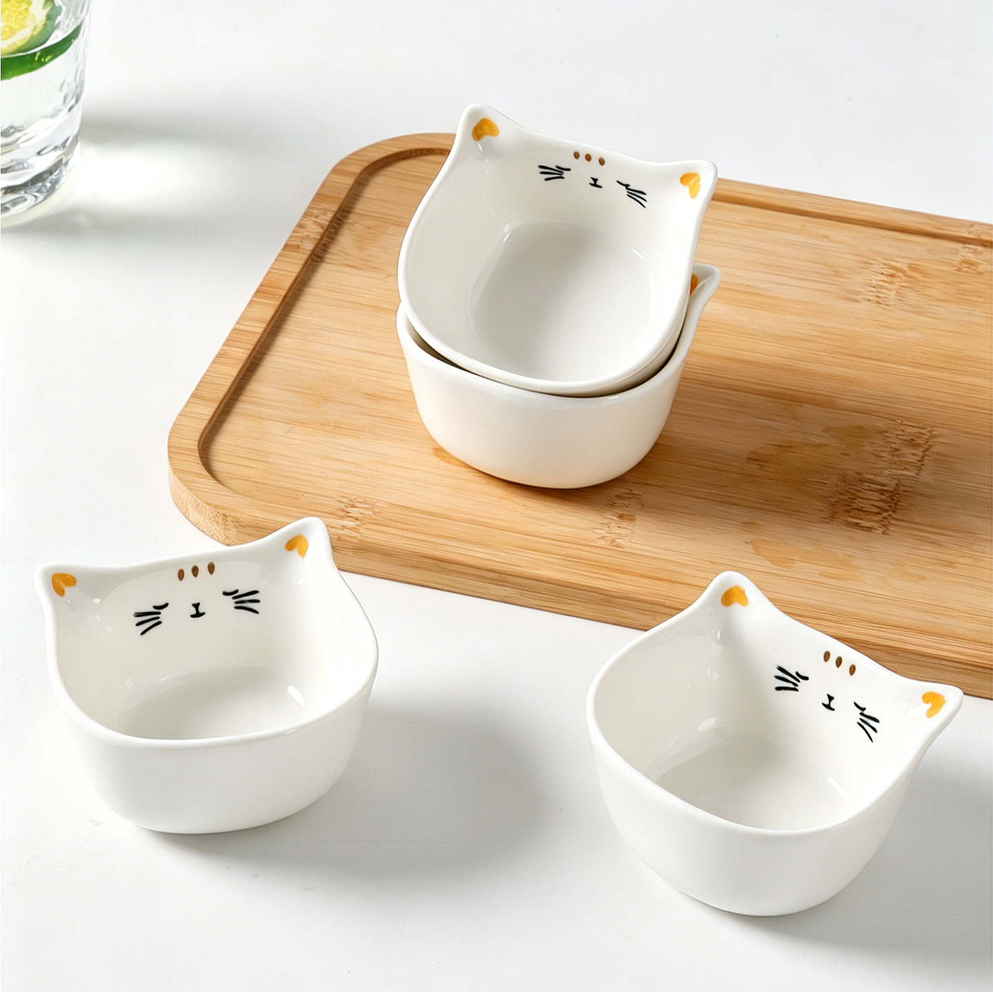 可爱小猫陶瓷蘸料碟小碟子家用小吃碟菜碟吐骨头碟油碟酱料调味碟
