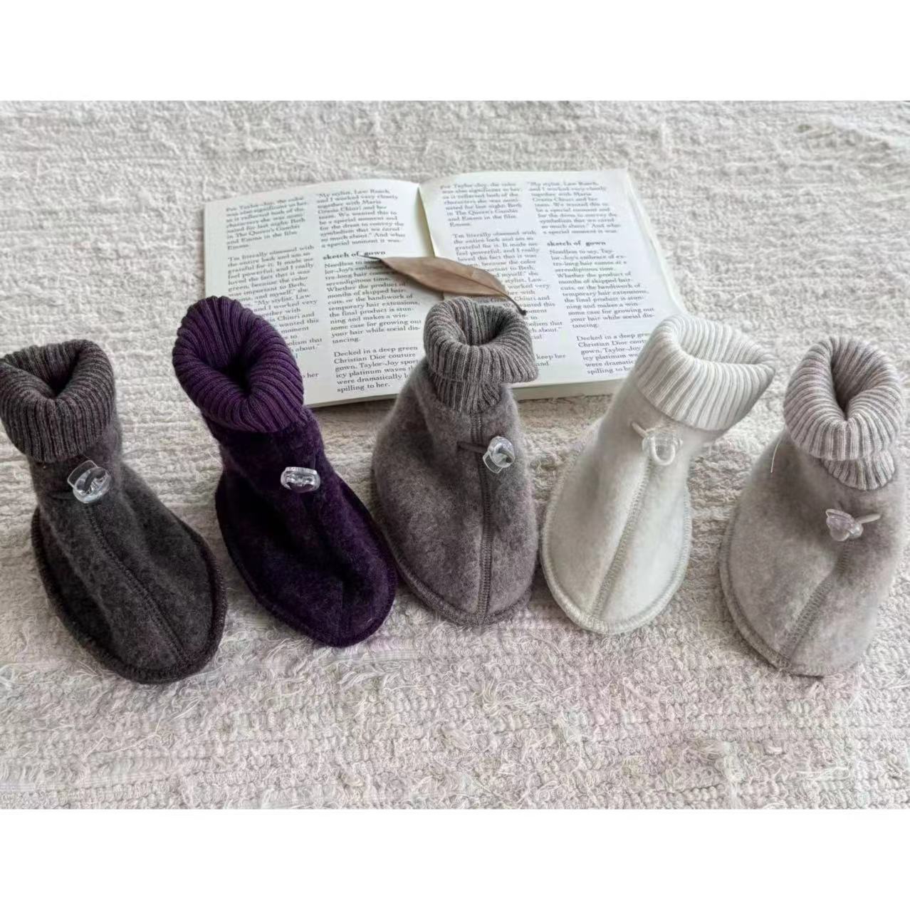 25秋冬-joha系列高端美利奴羊毛拉绒面料男女婴幼儿保暖护脚脚套