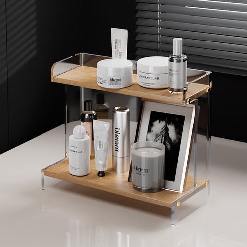 实木亚克力多层收纳架