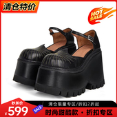 about时尚 黑色小皮鞋 牛皮单鞋 just 12CM超高跟鞋 小个子粗跟不累脚