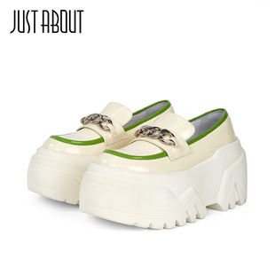 about春季 不累脚单鞋 新款 休闲百搭舒适白色松糕底豆豆鞋 时尚 just