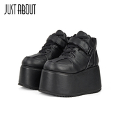 女松糕底显瘦运动单鞋 just about厚底黑色朋克鞋 小个子增高不累脚