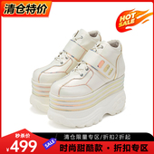 just about原宿圆头增高坡跟潮ins风白色厚底松糕鞋 女百搭英伦风