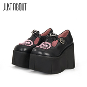 about春夏新款 高防水台增高小皮鞋 黑色厚底时尚 just 玛丽珍单鞋