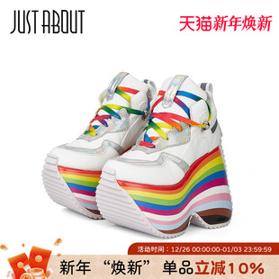 ins小个子增高鞋 just 女潮鞋 松糕厚底运动休闲鞋 不累脚 about单鞋