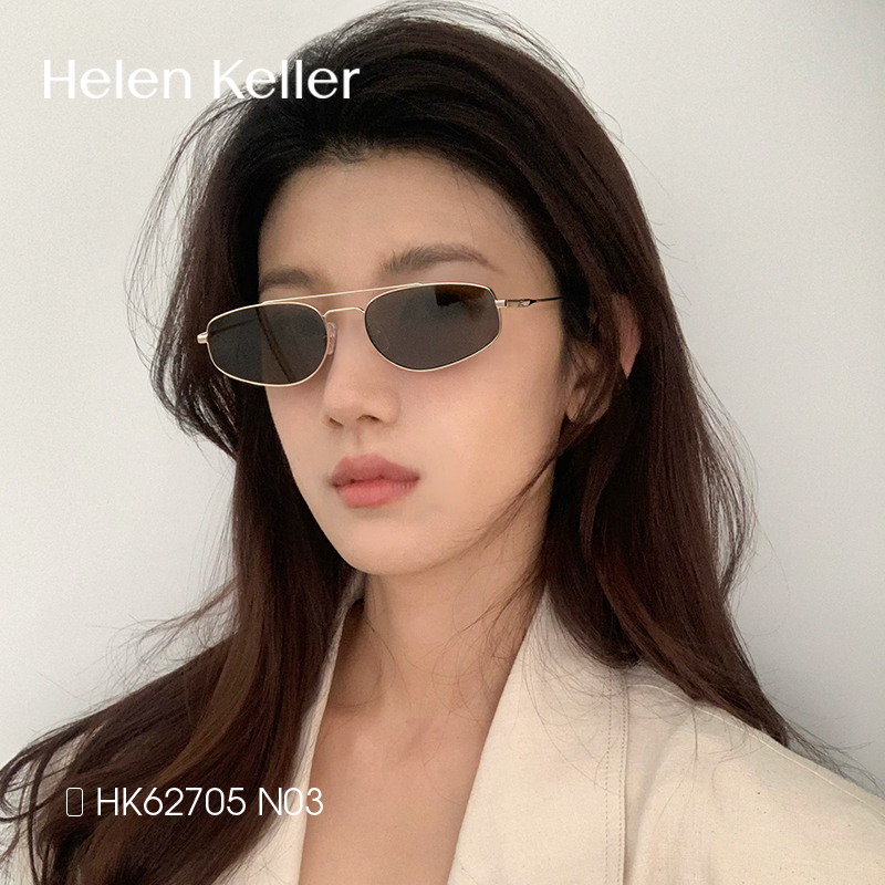 【博主推荐】海伦凯勒新款复古老钱风墨镜防晒女太阳镜HK62705