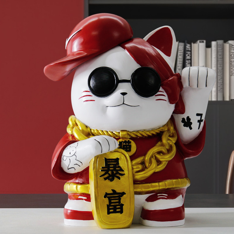 办公室高档创意男士办公桌面暴富招财猫客厅高端摆件家居软装饰品