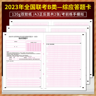 2023年全国事业单位联考模拟答题卡(B类)综应答题卡 120g双胶纸 A3正反面共2张 考前练手模拟 质量媲美答题纸