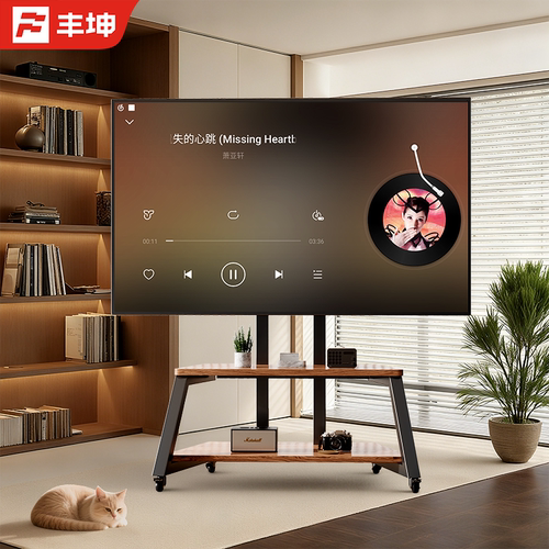 电视机移动支架落地电视柜家商用55/65/75/85寸通用艺术立式推车