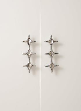 不止黄铜indoors原创设计小众银色简约黄铜衣柜门创意十字架拉手