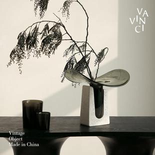 梵其 中古花瓶玻璃高级感花艺摆件客厅茶几餐柜装饰品轻奢插花