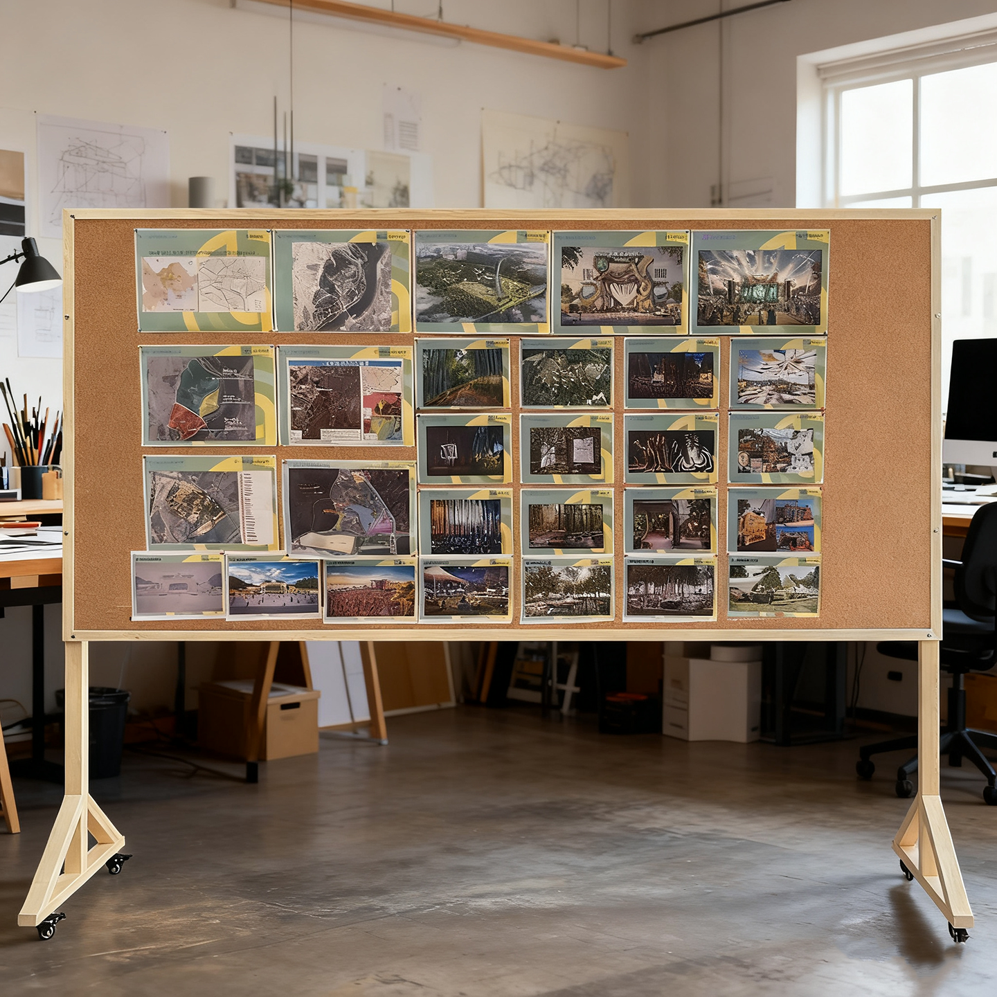 实木框可移动支架式软木板