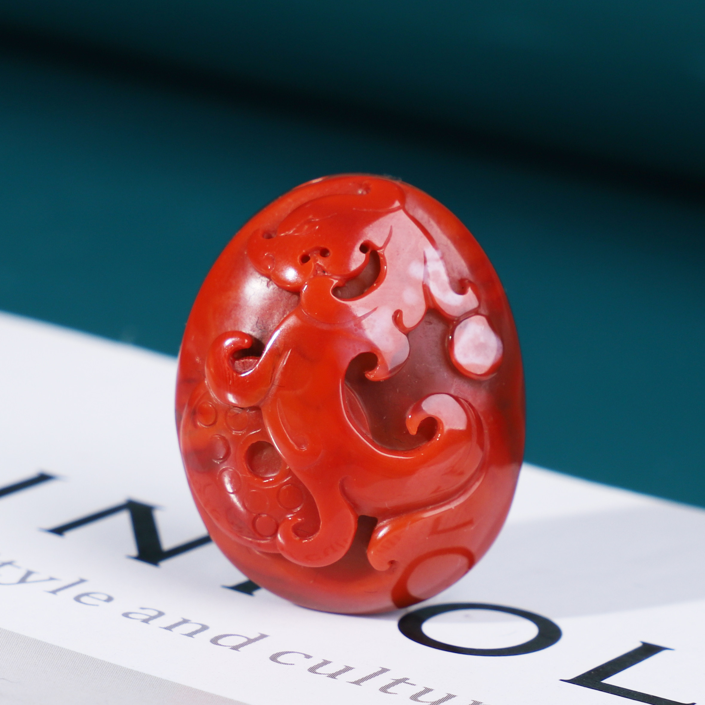 保真四川南红龙吊坠 九口矿 仿古龙雕刻件收藏品级 无裂无胶无杂