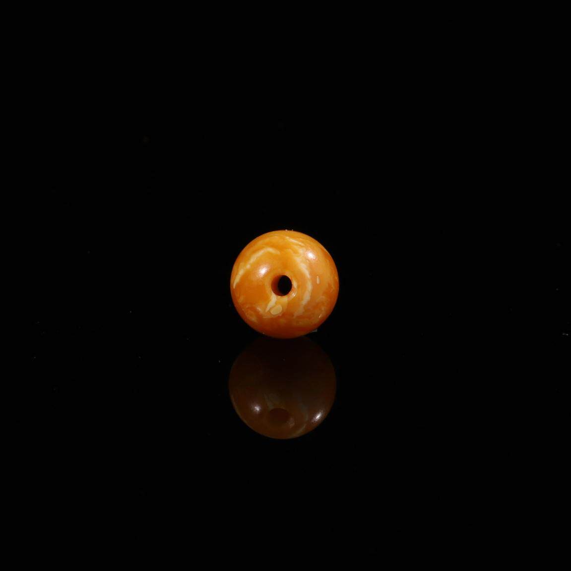 保真收藏级古董老蜜蜡虎皮纹妖花单珠8mm圆珠搭配锁骨链 A2049