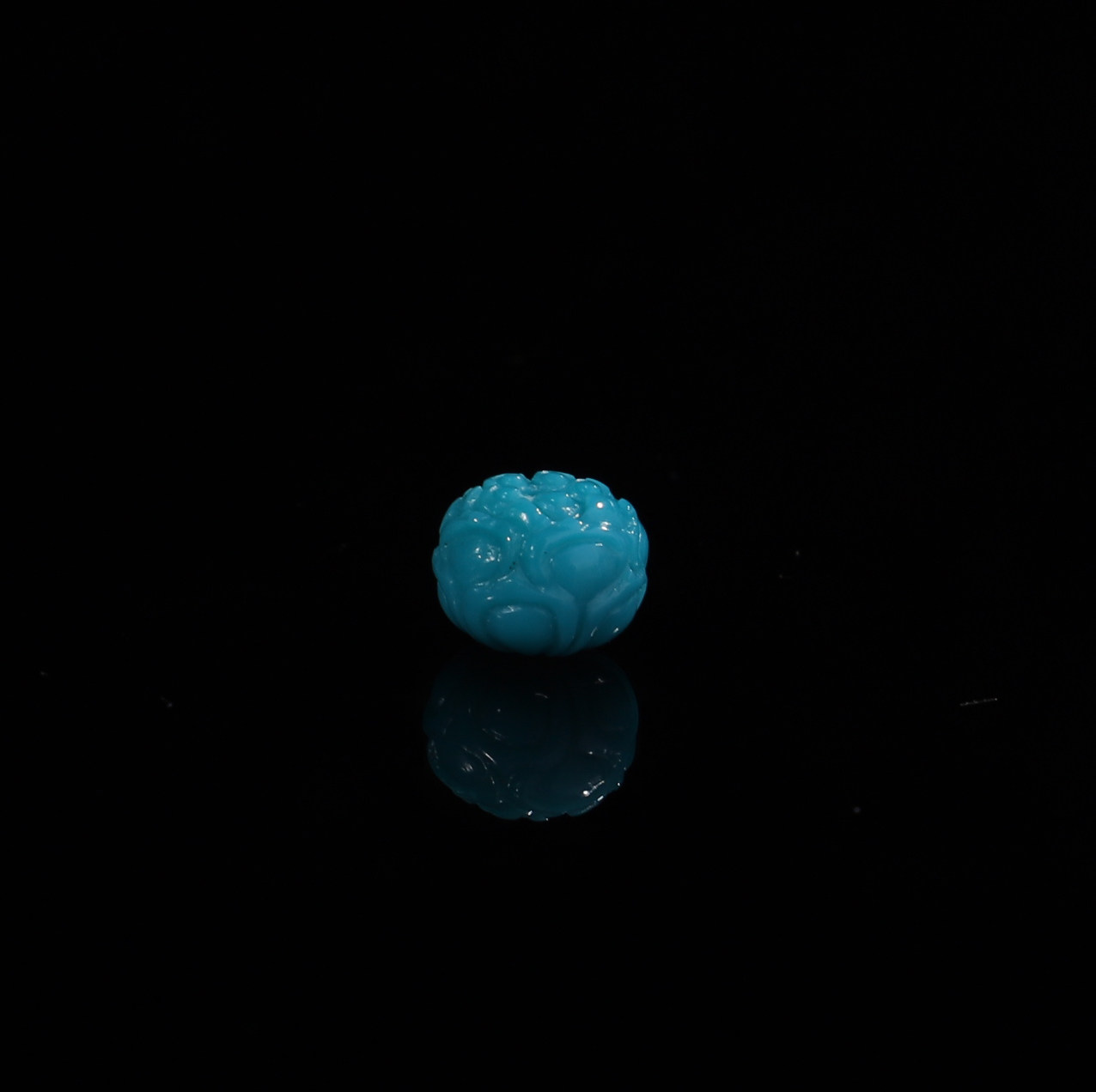 原矿绿松石老型珠莲花珠直径7mm*对孔5.5mm高瓷高蓝 270号 毕业级