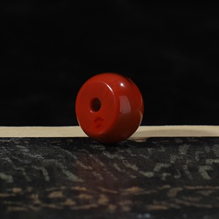 南红铁皮包浆鼓珠原矿单珠散珠直径13.3mm*宽8.2mm孔径2.4mmCD20