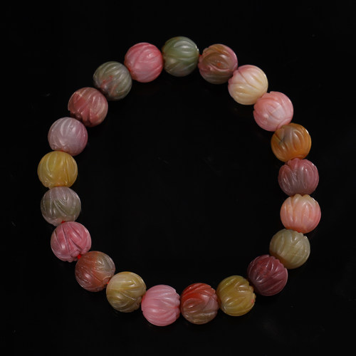盐源玛瑙手串莲花珠直径9.5mm