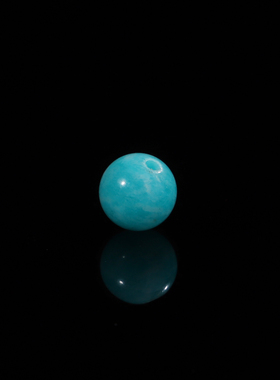 天然收藏级老料天河石直径8.6mm圆珠单珠一物一图  114号