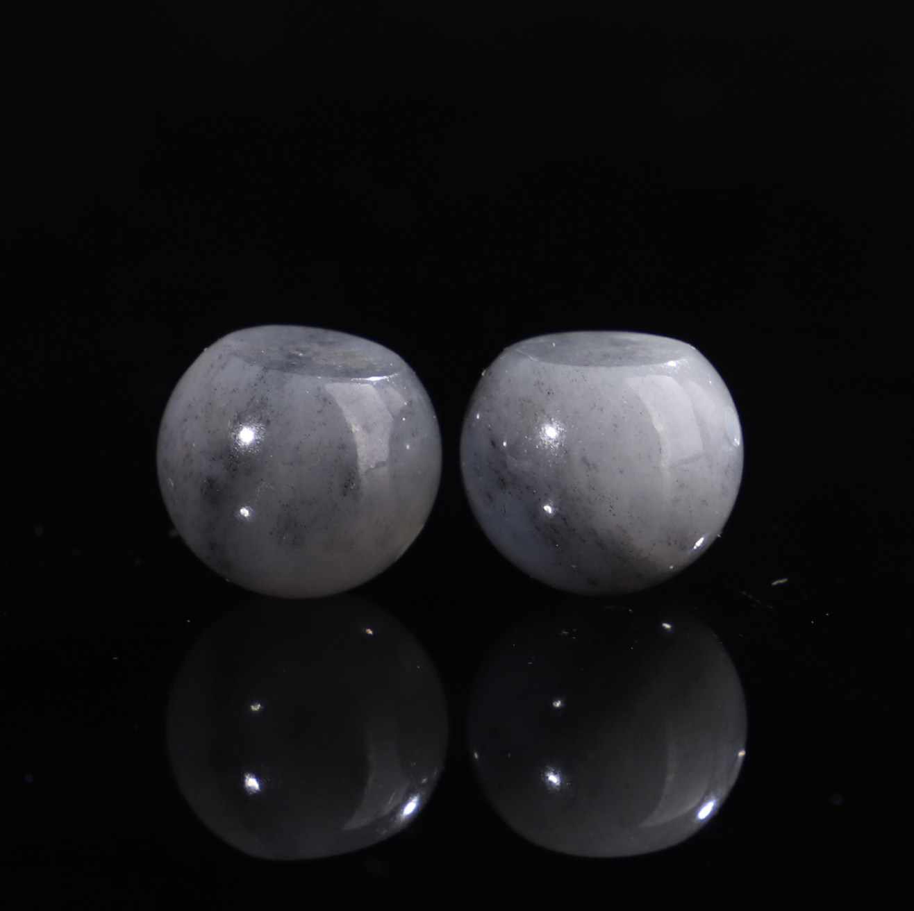 天然正品新疆和田玉籽料点墨青花玉石12mm对珠不规则珠 309号