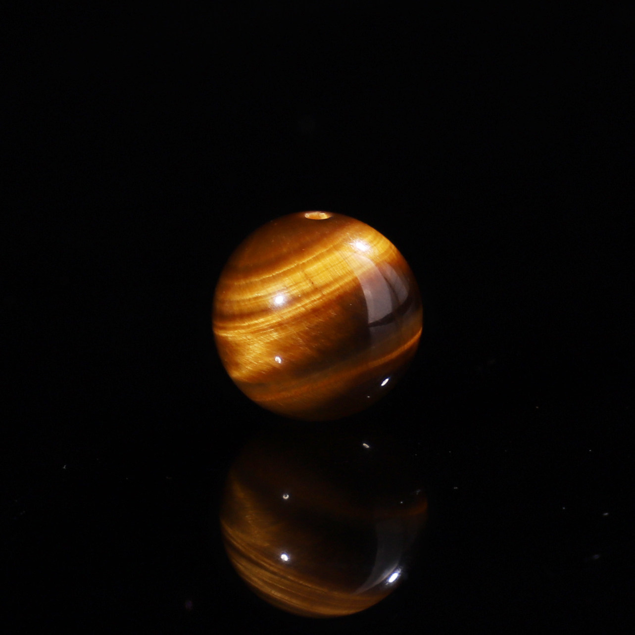 保真收藏级原矿黄虎眼石12.4mm单珠 虎晶石圆珠 星月菩提 341号