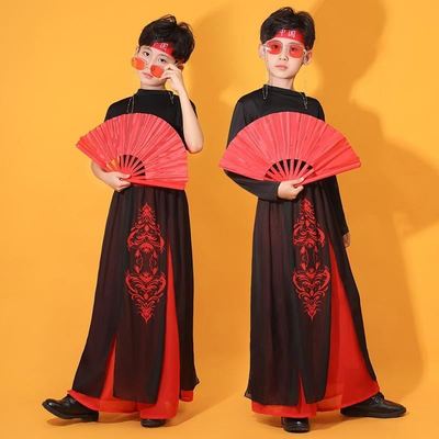 雪龙吟舞蹈服儿童演出服扇子舞服装六一中小学生表演中国风少年志