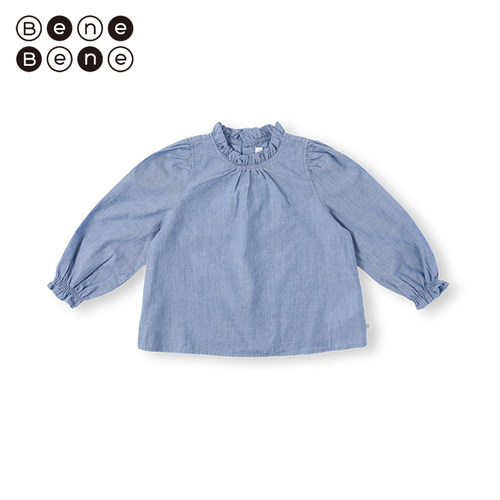 benebene纯棉木耳领衬衫牛仔元素