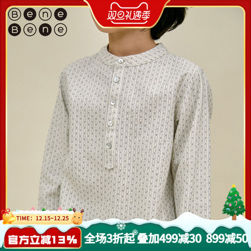 benebene棉英伦秋冬立领衬衫